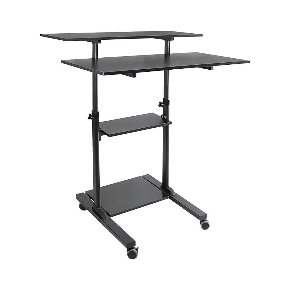 Mount-It! Mount-lt! 37"-55" Adjustable Monitor Rolling Stand up Desk, Black (MI-7970B) New