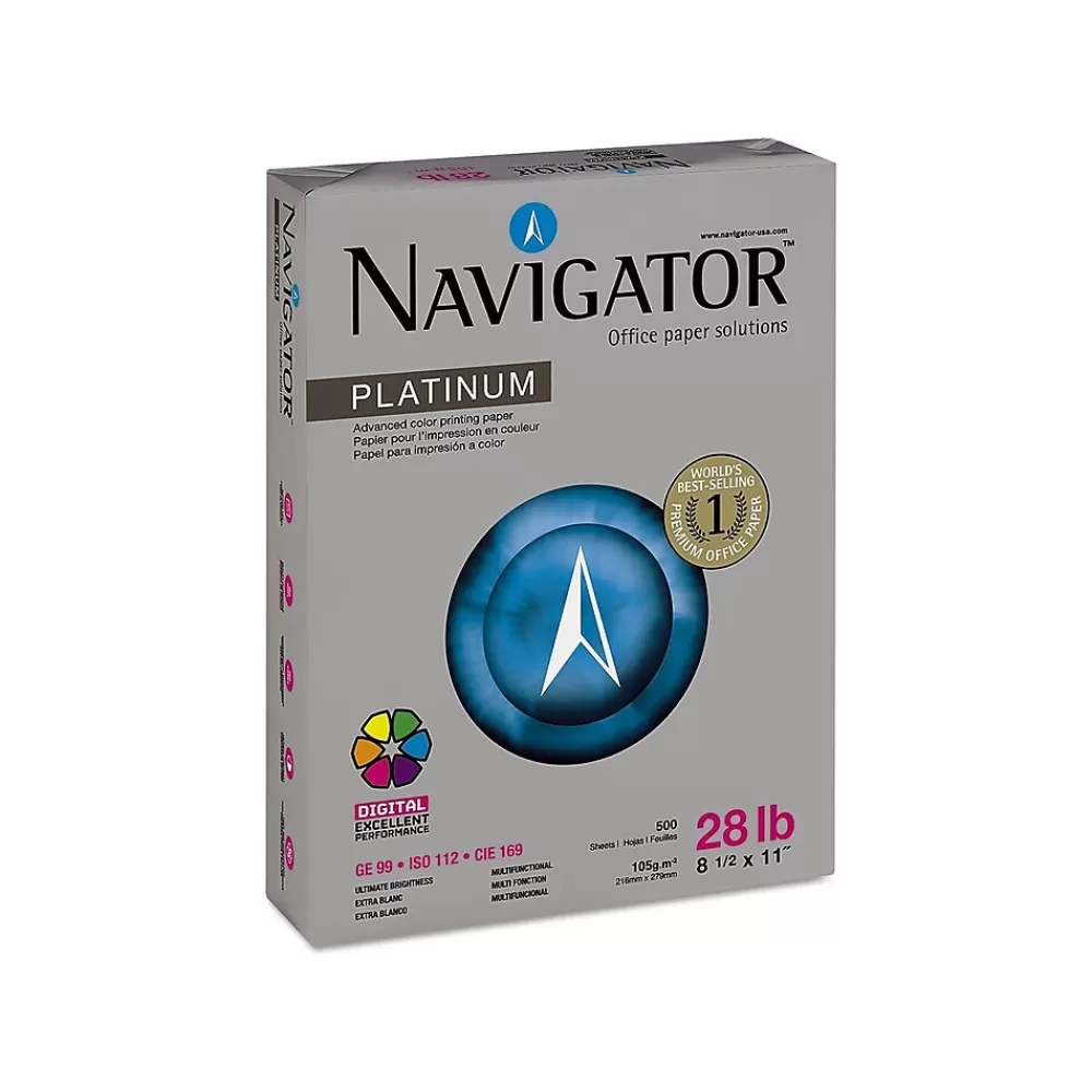 Navigator Platinum 8.5" x 11" Multipurpose Paper, 28 lbs., 99 Brightness, 500 Sheets/Ream (SNANPL1128) Outlet