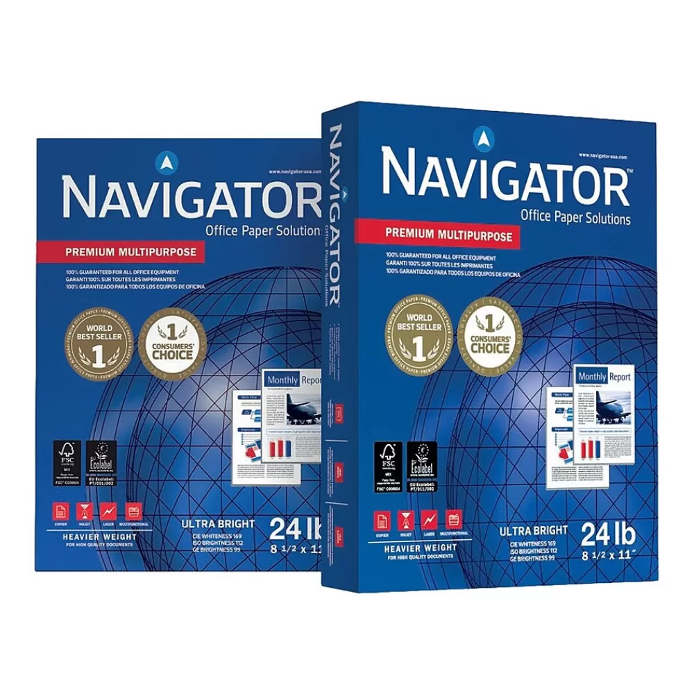 Navigator Premium 8.5" x 11" Multipurpose Paper, 24 lbs., 99 Brightness, 500/Ream, 10 Reams/Carton (NMP1124) Hot