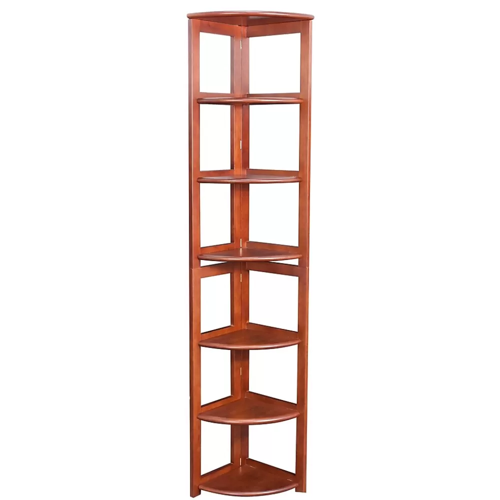 Niche Flip Flop 5 Shelf 67"H Corner Folding Bookcase, Cherry (FFC6712CH) Cheap