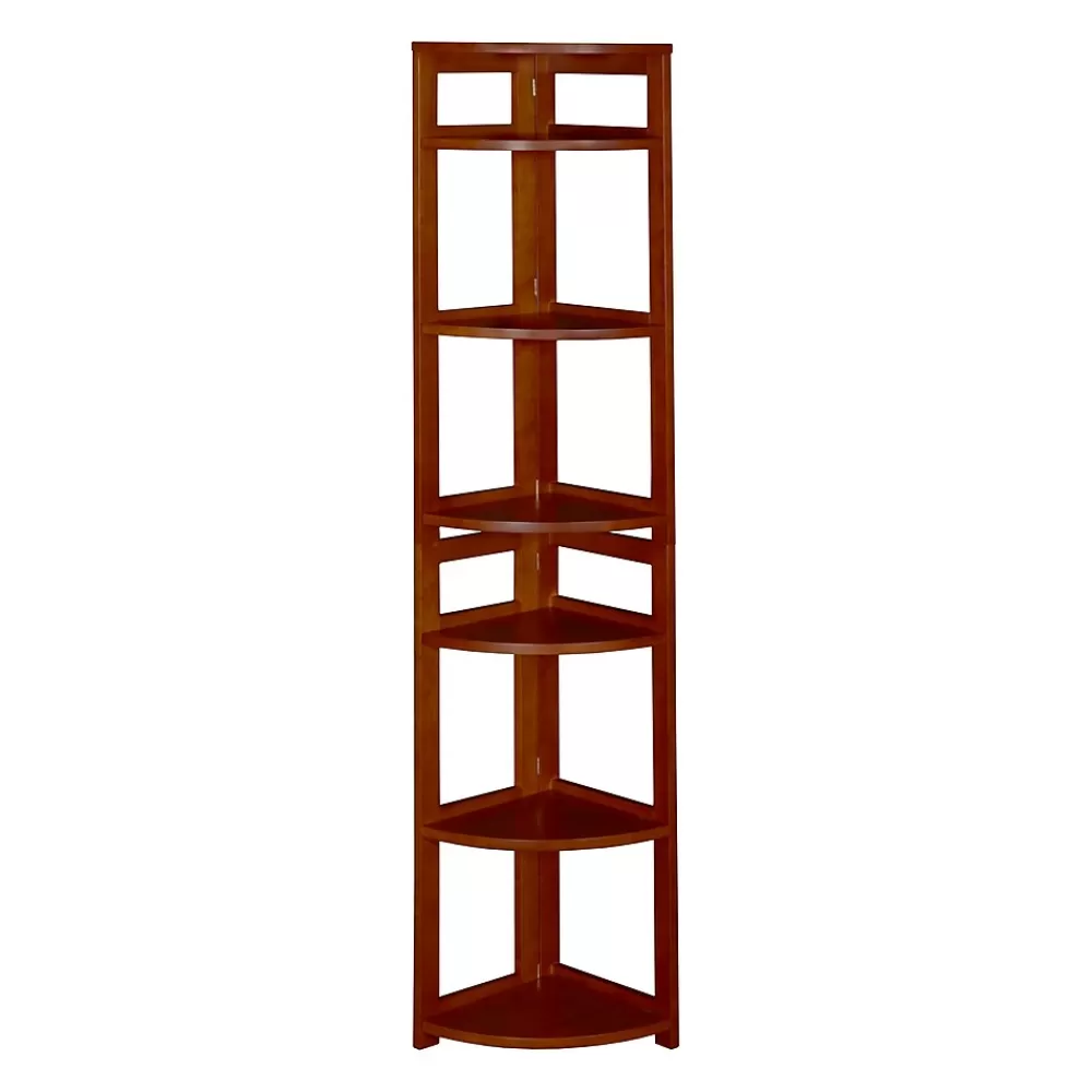 Niche Flip Flop 5 Shelf 67"H Corner Folding Bookcase, Cherry (FFC6712CH) Cheap