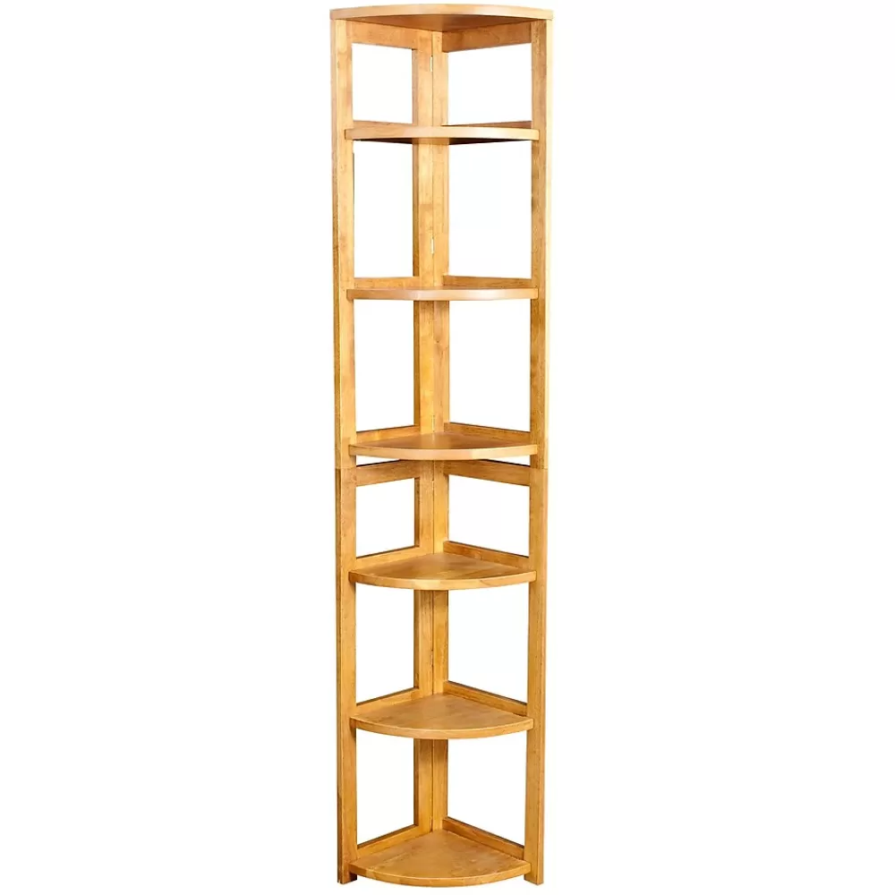 Niche Flip Flop 5 Shelf 67"H Corner Folding Bookcase, Medium Oak (FFC6712MO) Online