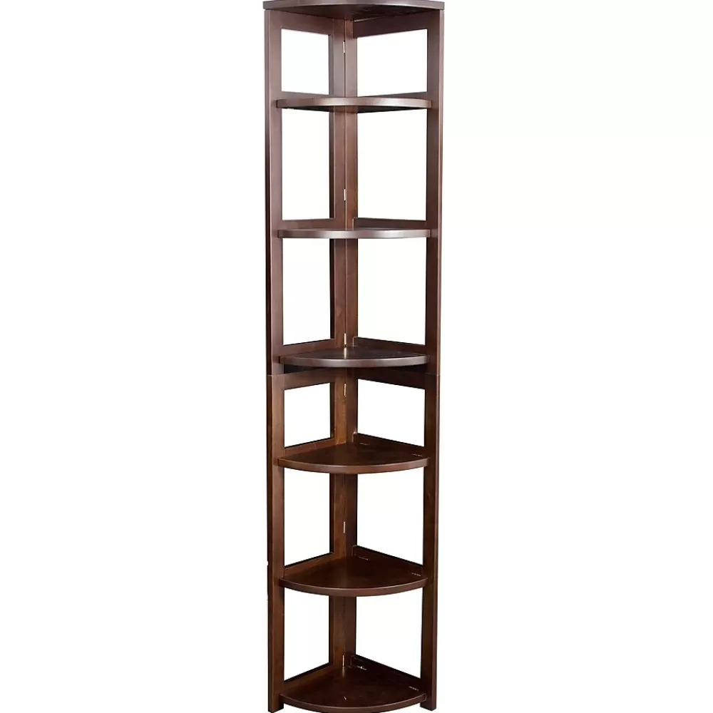 Niche Flip Flop 5 Shelf 67"H Corner Folding Bookcase, Mocha Walnut (FFC6712MW) Shop