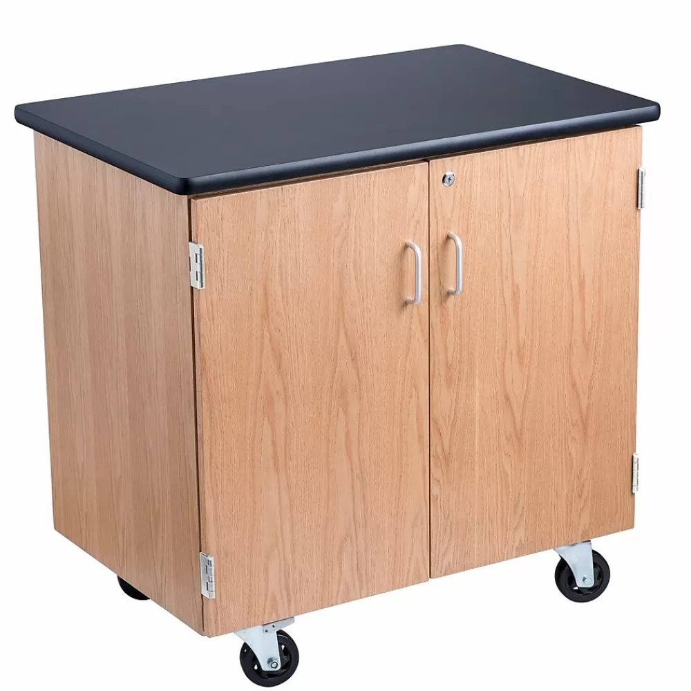 National Public Seating NPS® 36"H Mobile Science Cabinet With Adjustable Height Shelf, High Black Top/Light Oak Frame (MSC24361) Discount