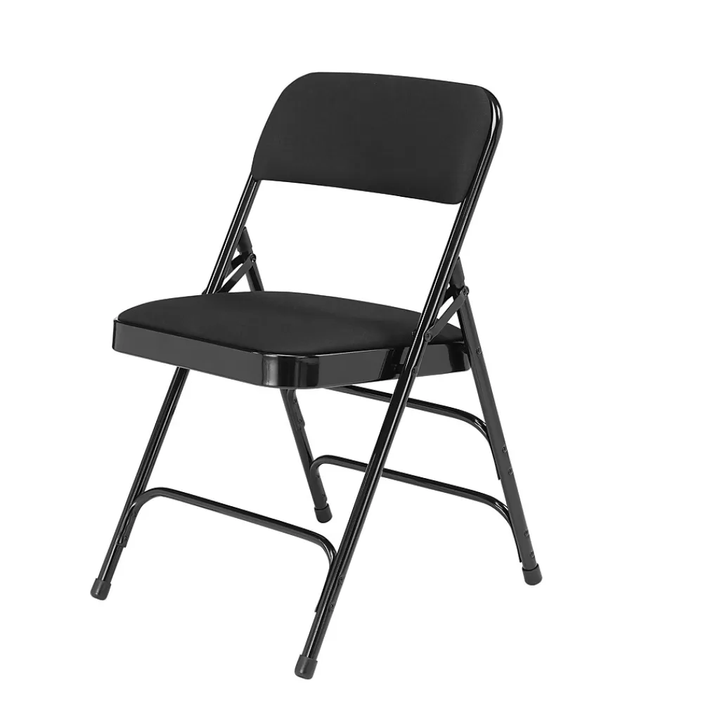 National Public Seating NPS 2300 Series Fabric Padded Triple Brace Double Hinge Premium Folding Chairs, Midnight Black/Black, 100 Pack (2310/100) Store