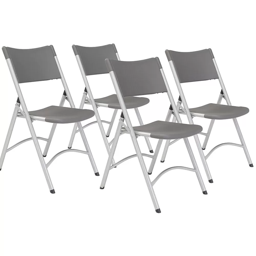 National Public Seating NPS 600 Series Heavy Duty Plastic Folding Chair, Charcoal Slate, 4 Pack (620/4) Cheap
