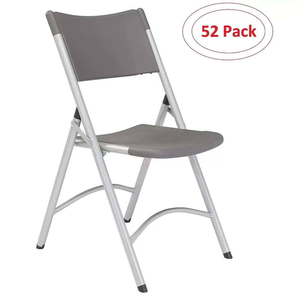 National Public Seating NPS 600 Series Heavy Duty Plastic Folding Chair, Charcoal Slate, 52 Pack (620/52) Best