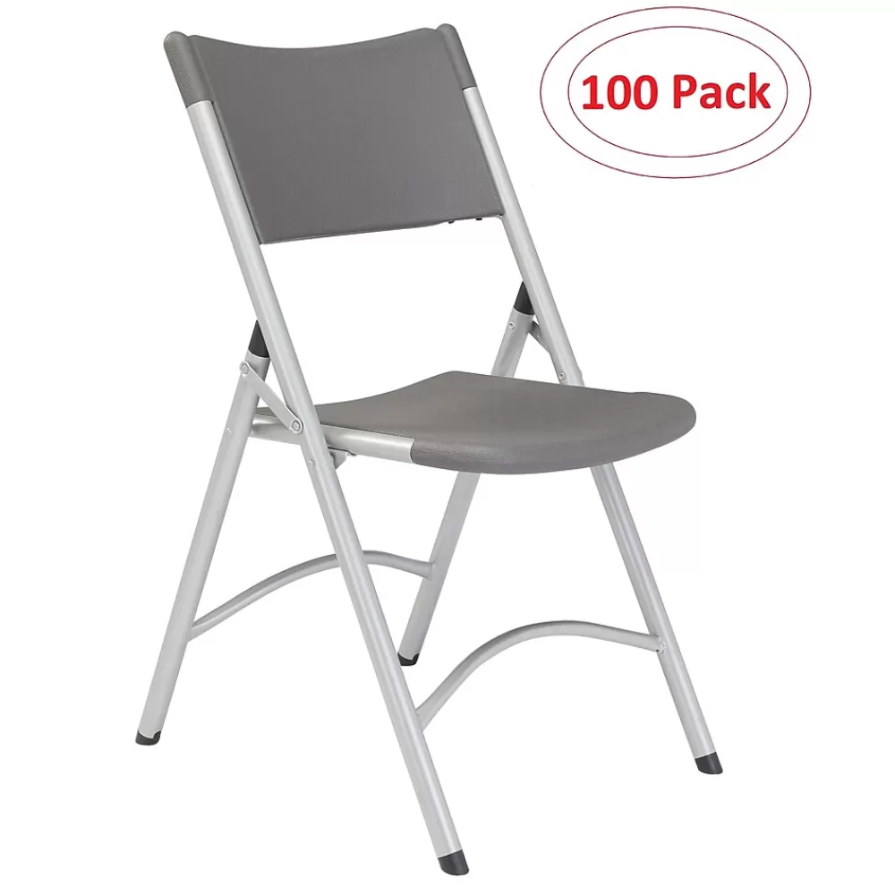 National Public Seating NPS 600 Series Heavy Duty Plastic Folding Chair, Charcoal Slate, 100 Pack (620/100) Best Sale