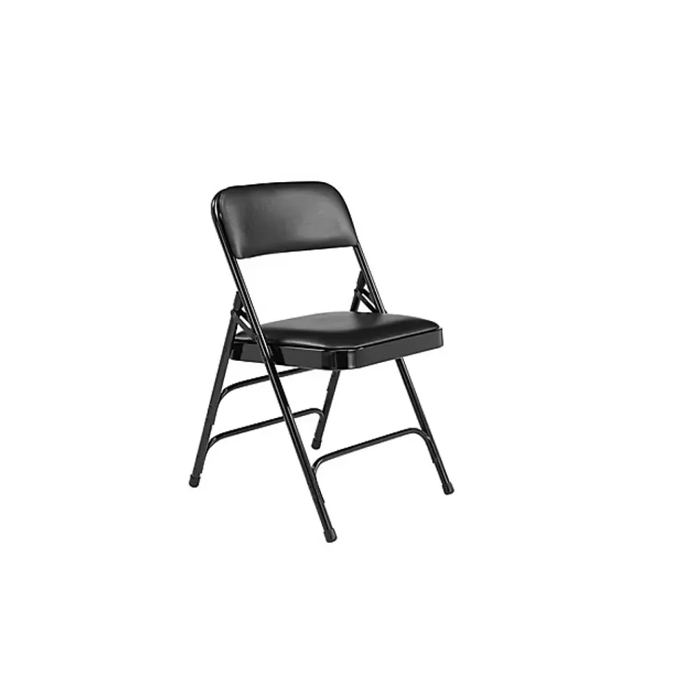 National Public Seating NPS 1300 Series Premium Vinyl Upholstered Triple Brace Double Hinge Folding Chair, Black, 100 Pack (1310/100) Outlet