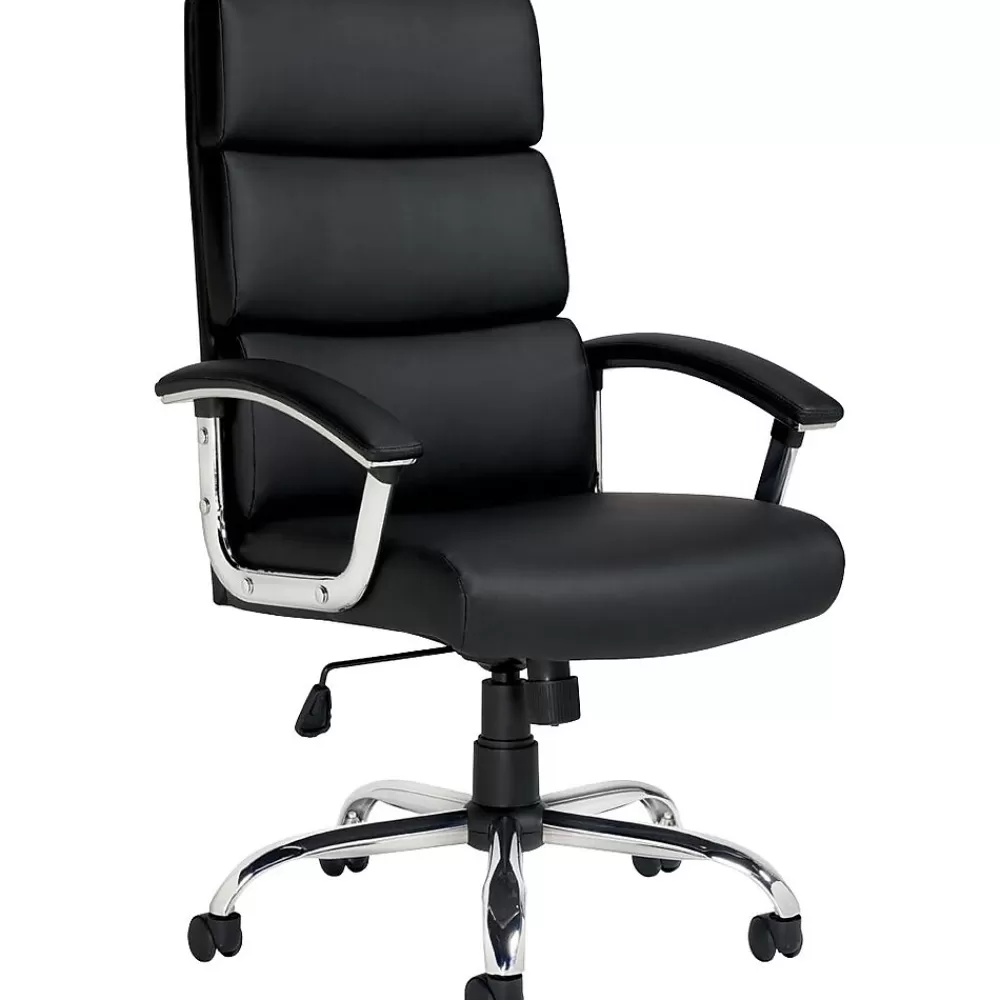 Offices to go Executive Chair, Luxhide Upholstery, Black, Seat: 21"W x 18"D, Back: 24"H x 19 1/2"W Cheap