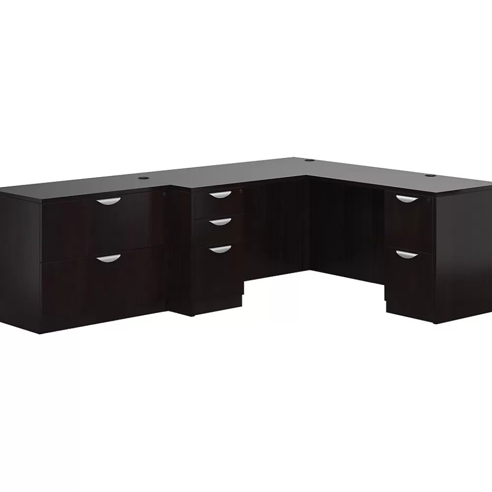 Offices to go L-Shape Superior Laminate Layout #14 Desking w/Lateral File; Espresso, 29.5"x102"x72" Best