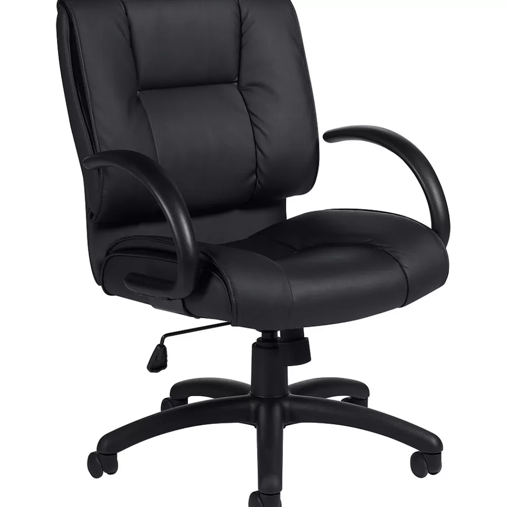 Offices to go Luxhide Executive Mid-Back Chair, Bonded Leather, Black (OTG2701BL20) Discount