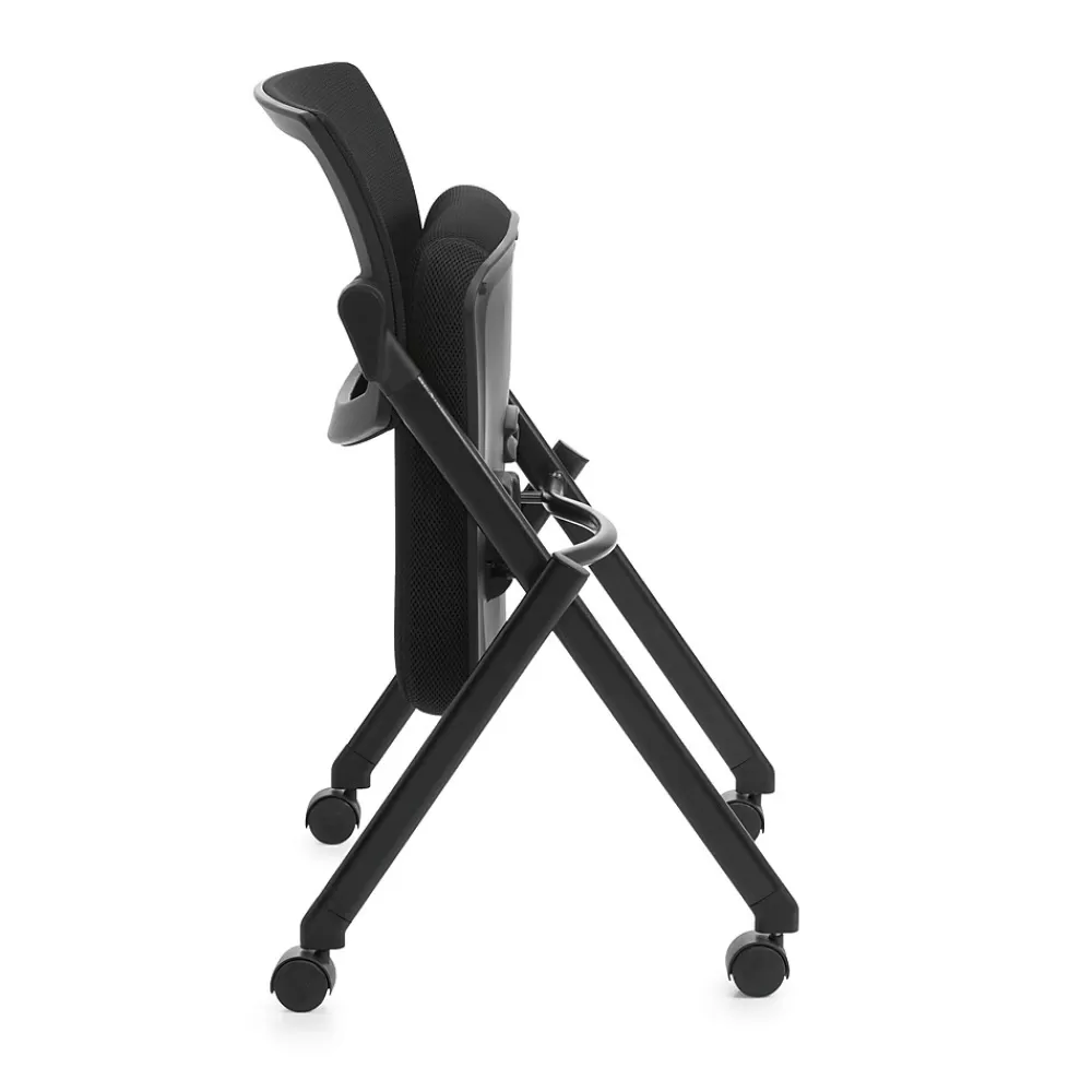 Offices to go Mesh Back Flip Seat Armless Nesting Chair, Black, Armless (OTG11341B) Best