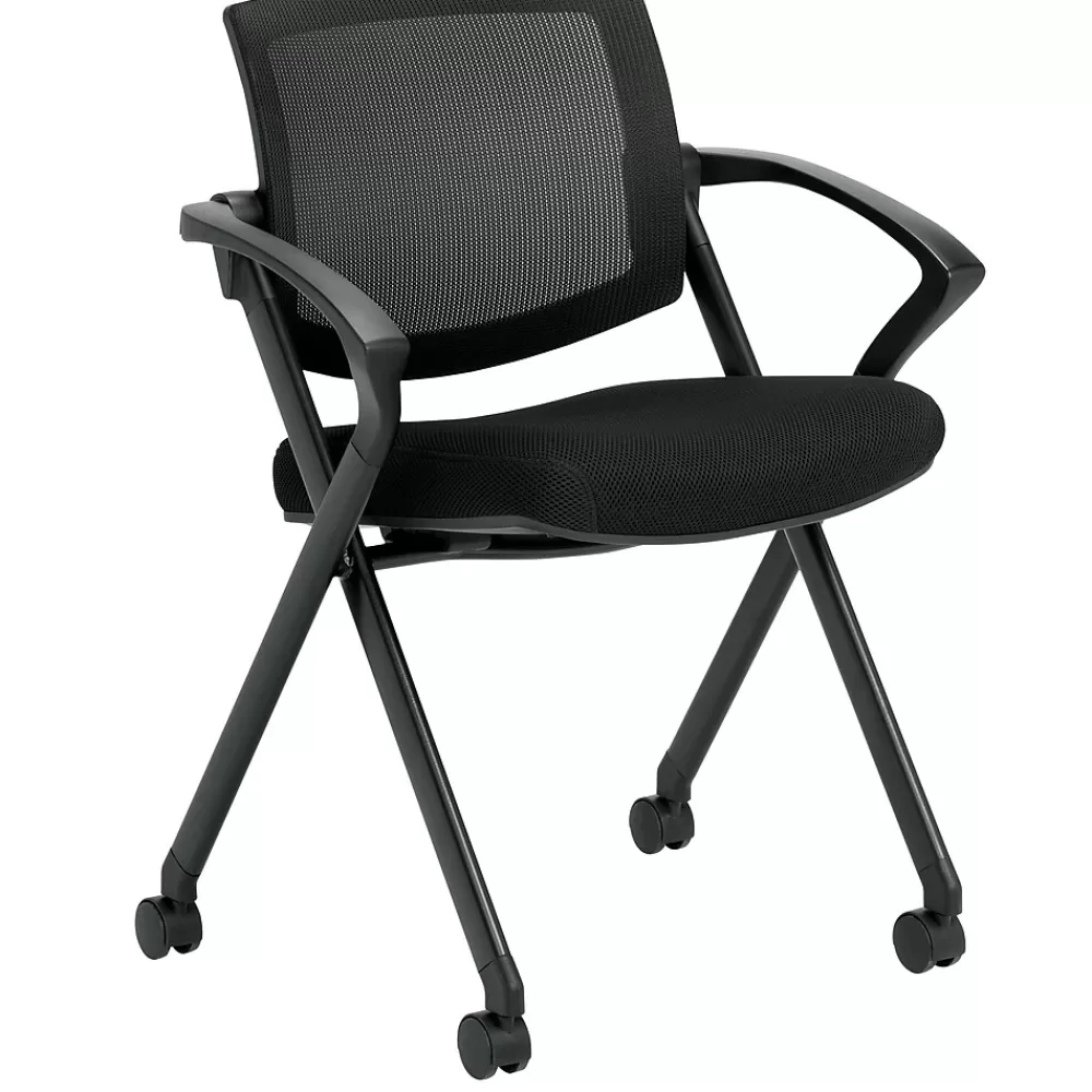 Offices to go Mesh Flip Seat Nester with Arms, Black (OTG11340B) Store