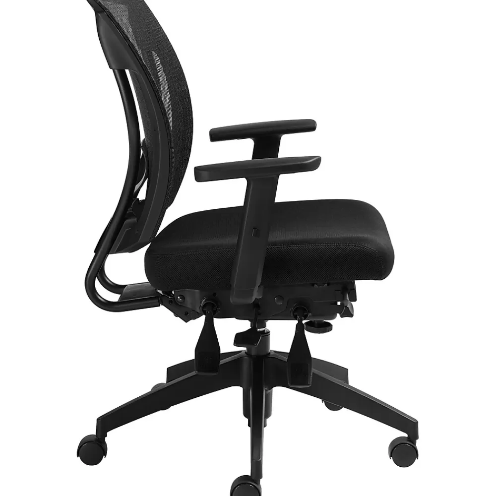 Offices to go Mesh Multi-Function Task Chair with Arms, Black (OTG2803B) New