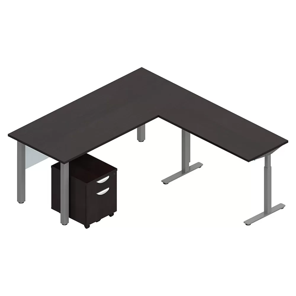 Offices to go Superior Laminate 71" L-Shaped Desk, American (TDOTG21-AEL) Espresso Fashion