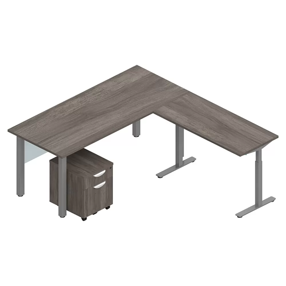 Offices to go Superior Laminate 71" L-Shaped Desk with Mobile Pedestal, Artisan Gray (TDOTG21-AGL) Sale