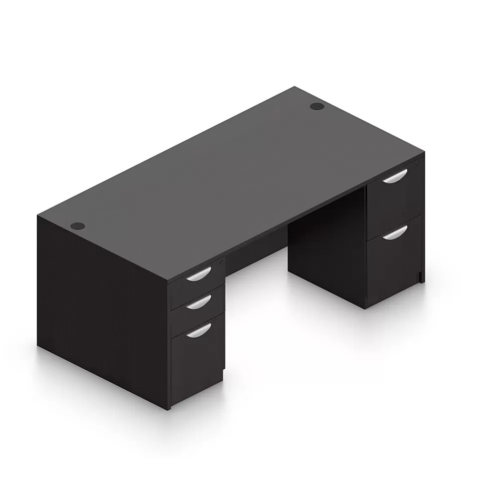 Offices to go Superior Laminate Double Pedestal Desk, Box/File, American Espresso, 29.5"Hx71"Wx36"D Best Sale