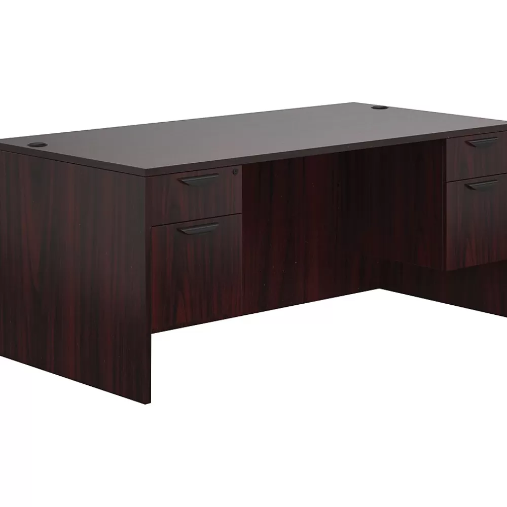 Offices to go Superior Laminate Double Pedestal Desk, Box/File, American Mahogany, 29.5"Hx71"Wx36"D Online