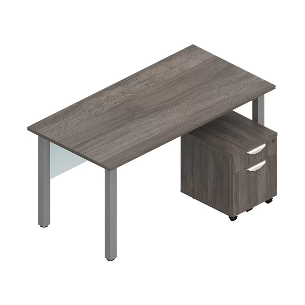 Offices to go Superior Laminate 60"W Desk with Mobile Pedestal, Artisan Gray (TDOTG19-AGL) Cheap