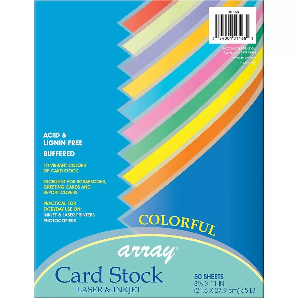 Pacon Array Card Stock, 65 lbs., 8.5" x 11", Assorted Colors, 50 Sheets/Pack, 3 Packs (PAC101168-3) Online