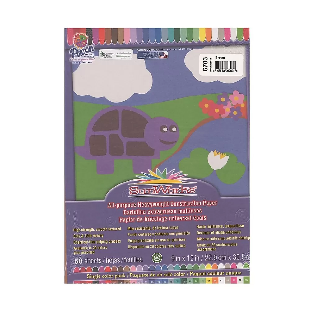 Pacon Sunworks 9" x 12" Construction Paper, Brown, 50 Sheets/Pack, 5/Pack (29056-PK5) Fashion