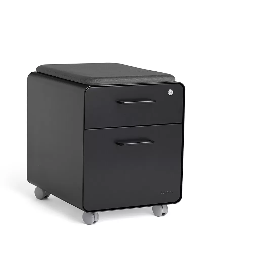 Poppin Black Mini Stow 2-Drawer Vertical File Cabinet, Rolling, Black (104730) Outlet