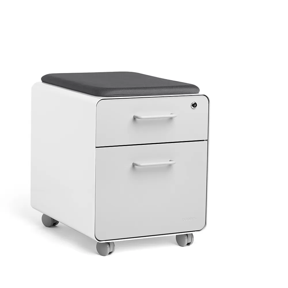 Poppin Stow 2-Drawer Mobile Vertical File Cabinet, Letter/Legal Size, Lockable, 21.5"H x 15.75"W x 20"D, Light Gray (104732) Fashion