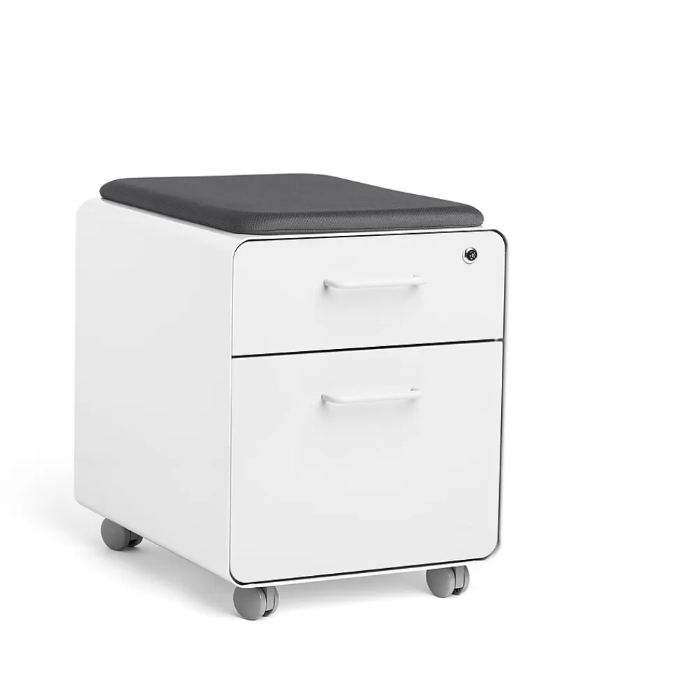 Poppin Stow 2-Drawer Mobile Vertical File Cabinet, Letter/Legal Size, Lockable, 21.5"H x 15.75"W x 20"D, White (104731) Online