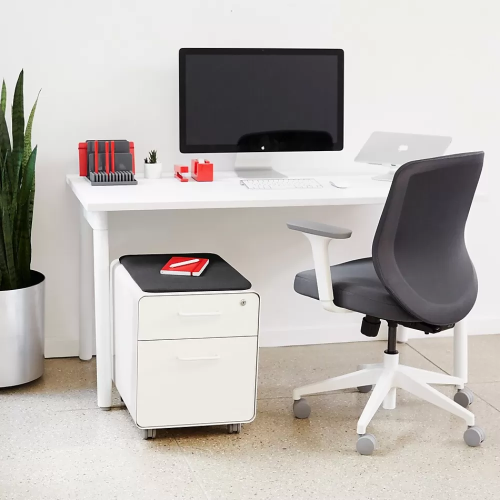 Poppin Stow 2-Drawer Mobile Vertical File Cabinet, Letter/Legal Size, Lockable, 21.5"H x 15.75"W x 20"D, White (104731) Online