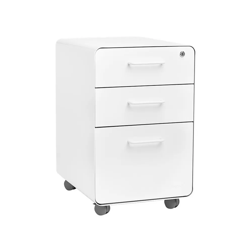 Poppin Stow 3-Drawer Vertical File Cabinet, Locking, Letter/Legal, White, 20"D (100915) Shop