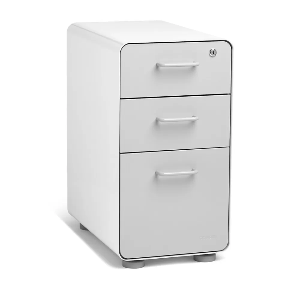 Poppin White + Light Gray Slim Stow 3-Drawer vertical File Cabinet, Light Gray (104668) Online