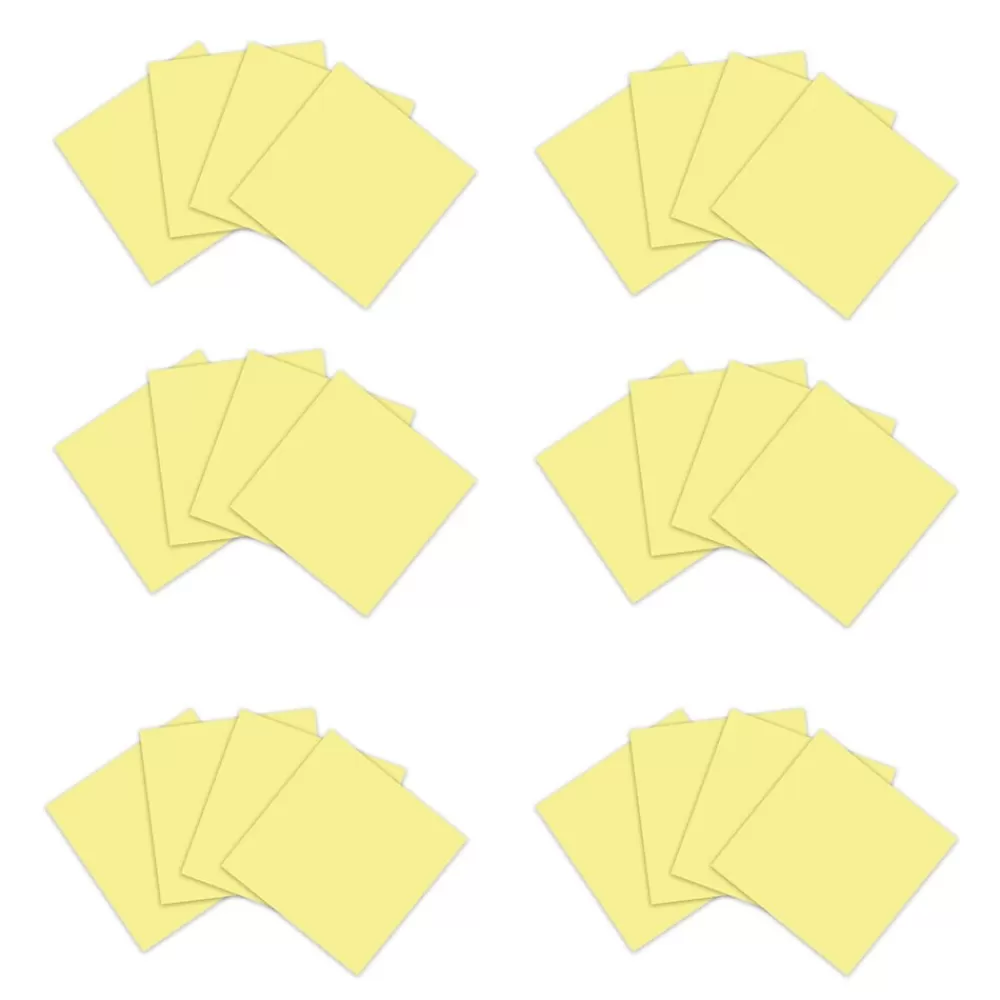 Post-it 100% Recycled Paper Super Sticky Notes, 3" x 3", Canary Collection, 70 Sheets/Pad, 24 Pads/Pack (654R-24SSCY-CP) New
