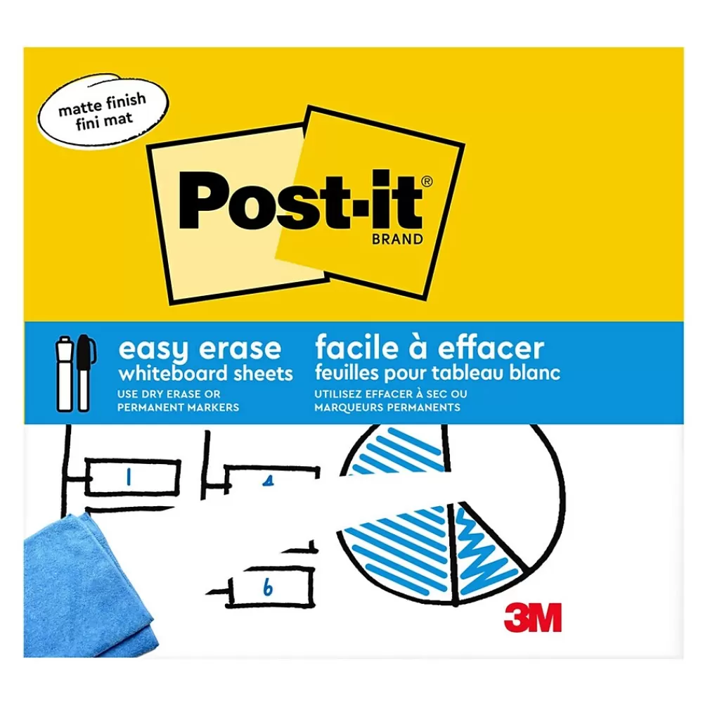 Post-it Easy Erase Plastic Adhesive Dry-Erase Whiteboard, 9.1" x 9.1", 2/Pack (FWS-Sheets-2PK) Discount