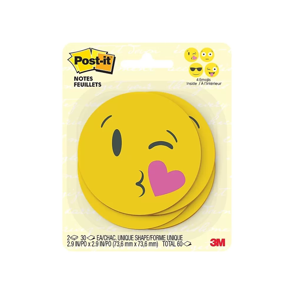 Post-it Emoji designs Super Sticky Printed Notes, 3" x 3", Yellow, 30 Sheets/Pad, 2 Pads/Pack (BC-2030-EMOJI) Outlet