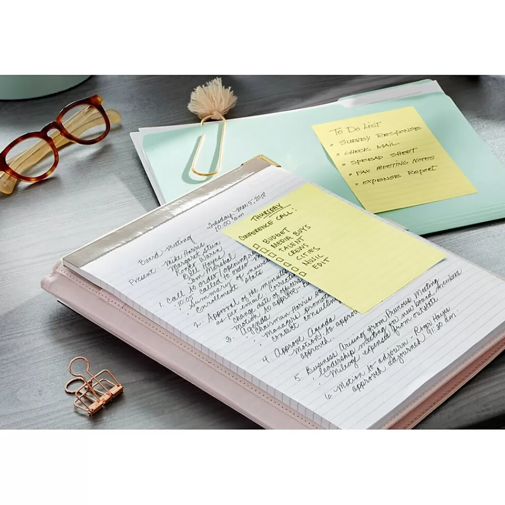 Post-it Greener Recycled Notes, 4" x 6", Canary Collection, Lined, 100 Sheet/Pad, 12 Pads/Pack (660RPYW) Online