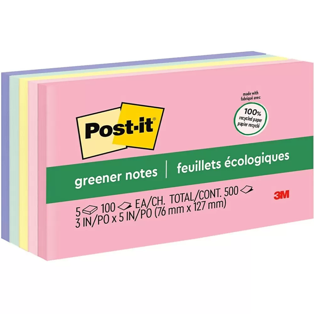 Post-it Greener Recycled Notes, 3" x 5", Sweet Sprinkles Collection, 100 Sheet/Pad, 5 Pads/Pack (655RPA) Online