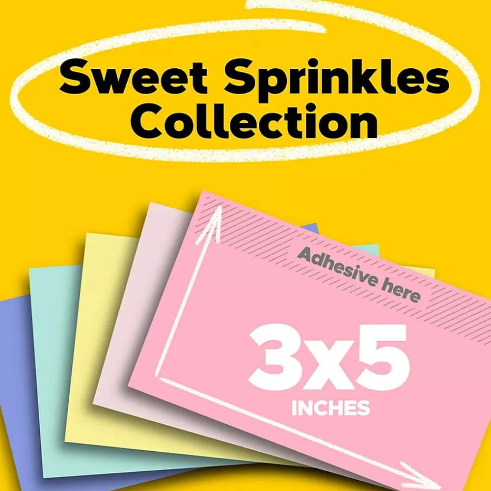 Post-it Greener Recycled Notes, 3" x 5", Sweet Sprinkles Collection, 100 Sheet/Pad, 5 Pads/Pack (655RPA) Online
