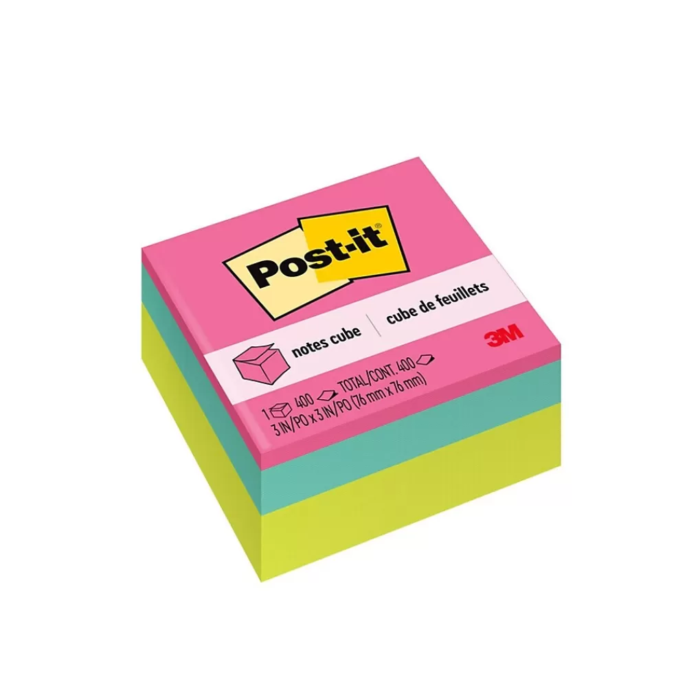 Post-it Notes Cube, 3" x 3", Assorted Brights, 400 Sheets/Cube (2027-BRT) Assorted Bright Colors Online
