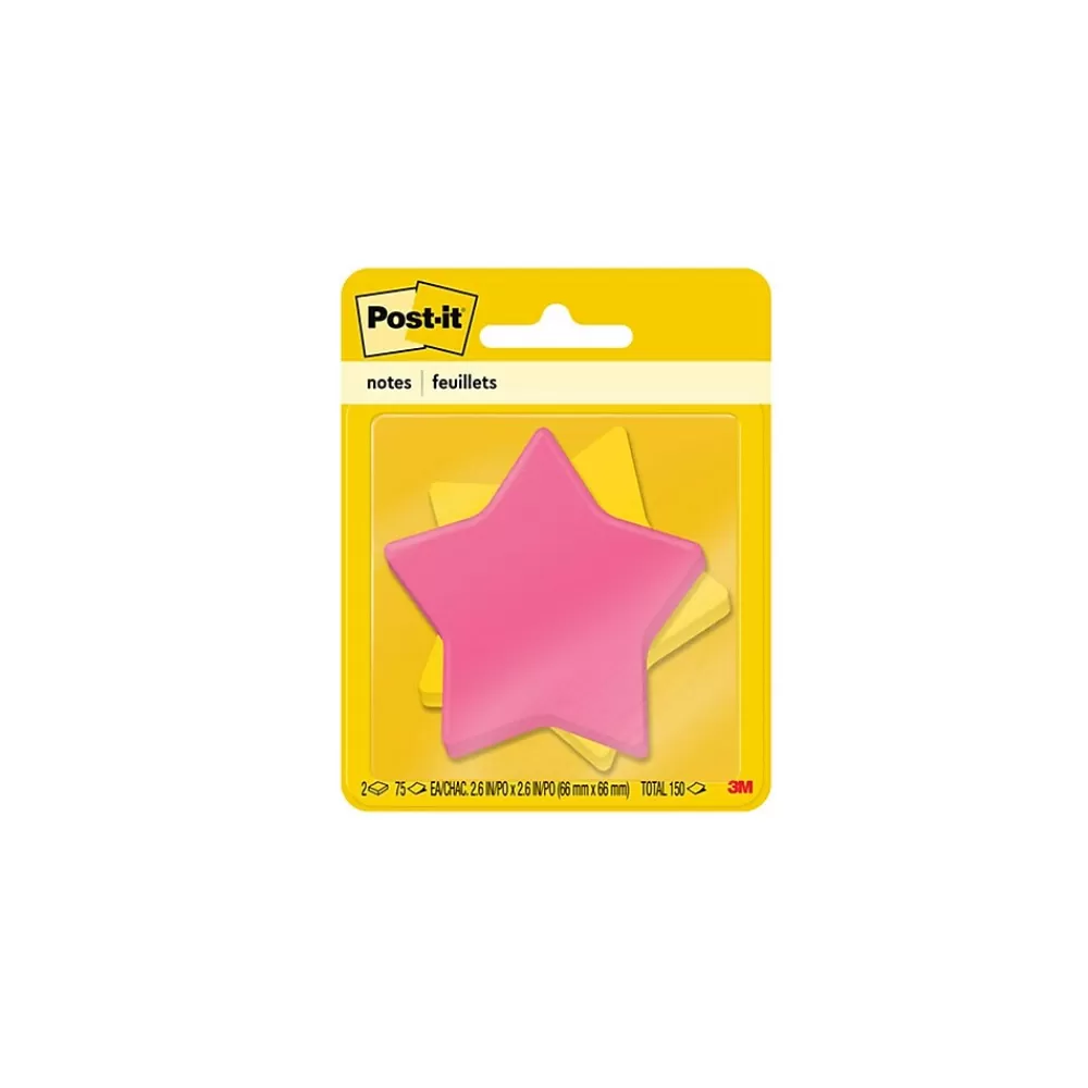 Post-it ® Star-Shaped Notes, 2.6" x 2.6" Assorted Colors, 75 Sheets/Pad, 2 Pads/Pack (7350-STR) Best