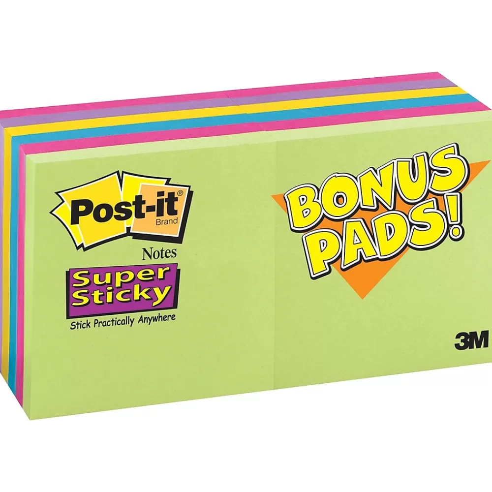 Post-it ® Super Sticky Notes, 3" x 3", Jewel Pop Colors, 12 Pads/Pack Fashion