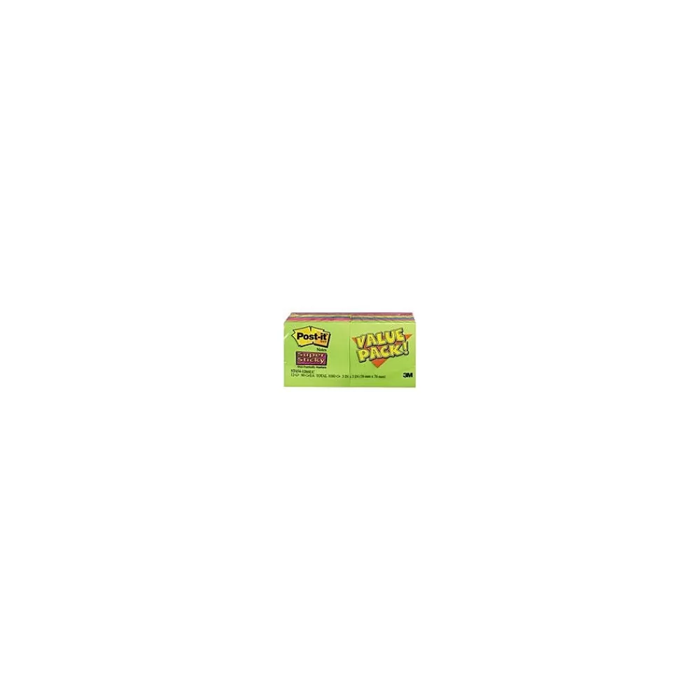 Post-it ® Super Sticky Notes, 3" x 3", Jewel Pop Colors, 12 Pads/Pack Fashion
