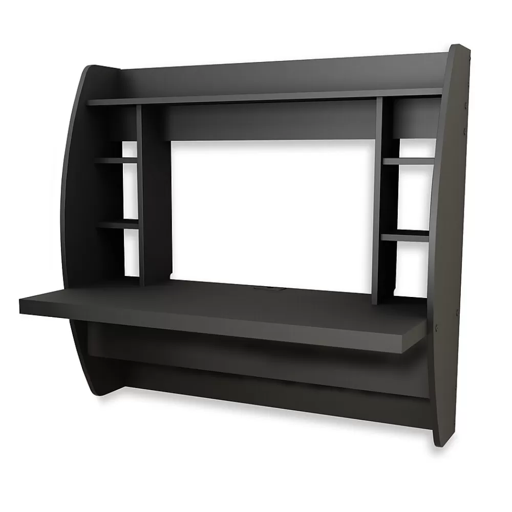 Prepac 42'' W L-Shape Metal Contemporary Wall Mounted Desk, Black (BEHW-0200-1) Outlet