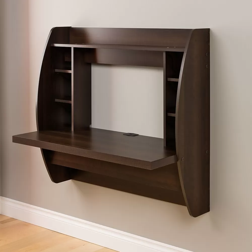 Prepac 42'' Wall Mounted Floating Desk with Storage, Espresso (EEHW-0200-1) Shop