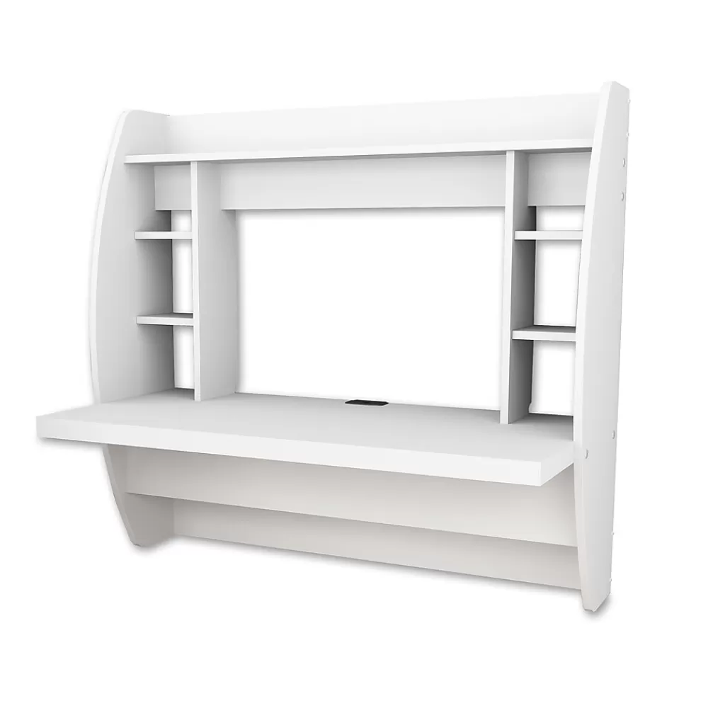 Prepac 42" Wall Mounted Floating Desk with Storage, White (WEHW-0200-1) Fashion