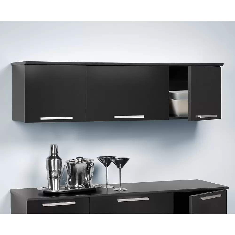 Prepac ™ Coal Harbor Wall Mounted Hutch, 13"H x 47.25"W x 12"D, Black Fashion