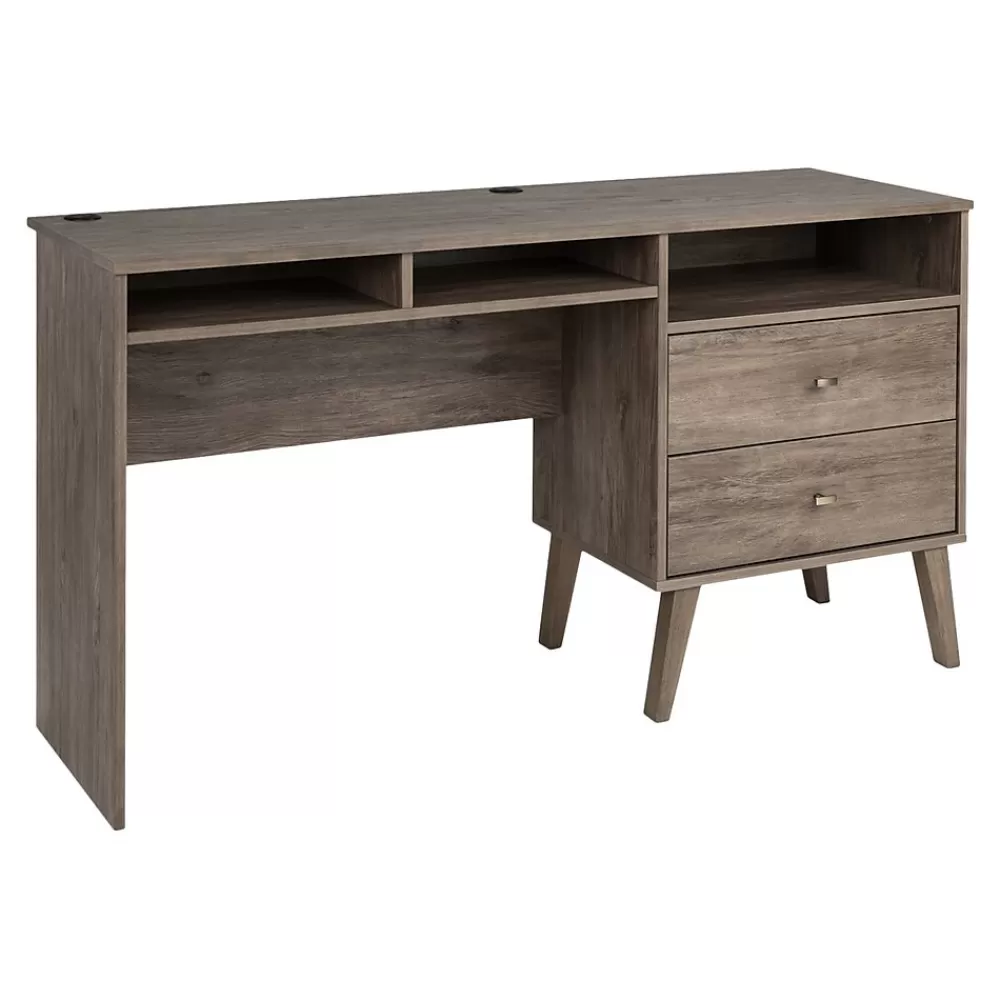 Prepac Milo 55" Desk with Side Storage and 2 Drawers, Drifted Gray (DEHR-1413-1) Store