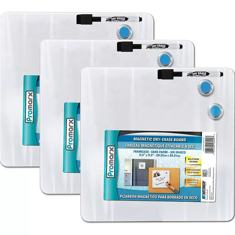 Promarx ® Magnetic Dry-Erase Board with Dry-Erase Marker & Two Magnets, 11.5" x 11.5", 3 Sets (KITDE16WDSU0112-3) Fashion