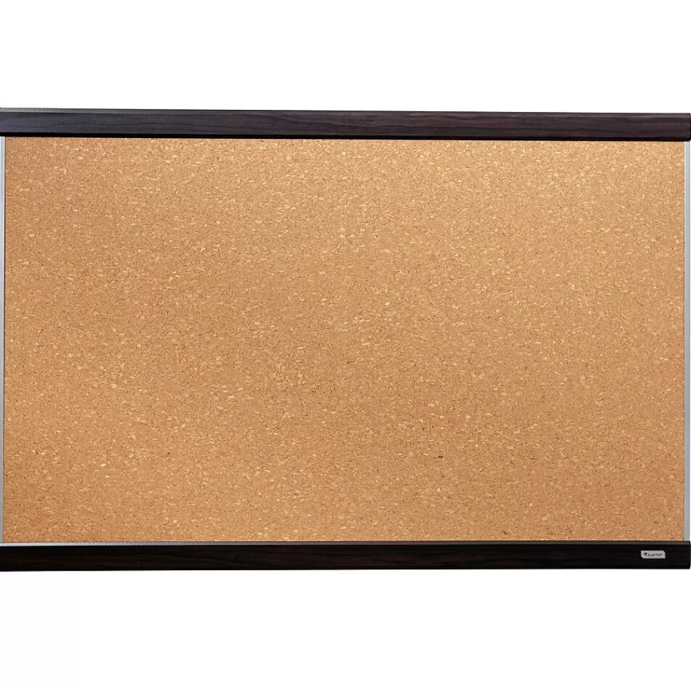 Quartet Cork Bulletin Board, Mahogany Finish and Aluminum Frame, 2'H x 3'W (ELANB2436A) Cheap