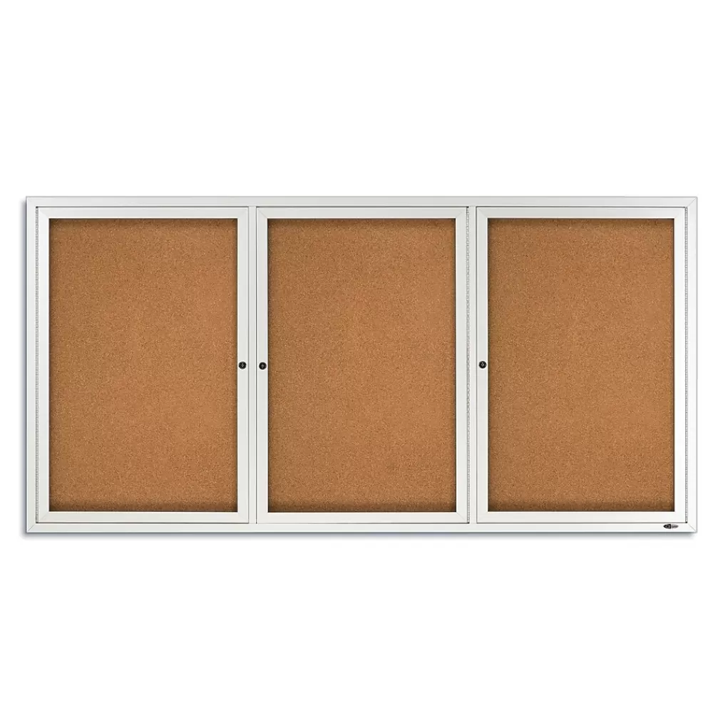 Quartet Cork Enclosed Bulletin Board, Aluminum Frame, 3'H x 6'W (2366) Online